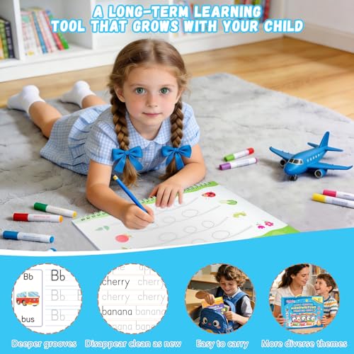 Rohelm Reusable Handwriting Practice Books for Kids 3-8 – Letter, Number & Math Tracing