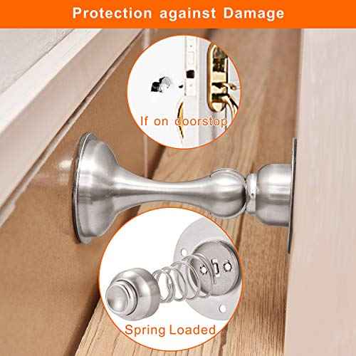 Magnetic Door Stopper 6 Pack Brushed Nickel No Drilling Needed 3M Adhesive or Screw Mount Soft-Catch Magnetic Door Holder for Home & Office