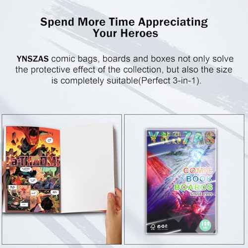 200 YNSZAS RESEALABLE Comic Book Bags and Boards, 7x10.5 Inch | 7.125x10.5 Inch, Comic Storage Sleeves and Boards, 20% Thicker Better Comic Collection Display, Certified Acid-Free