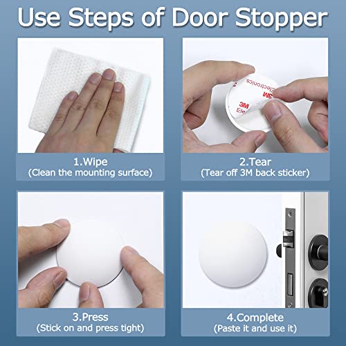 XoYoZo Round-White Door Stopper Wall Protector Silencer – Self-Adhesive Rubber Bumper