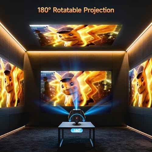 Mini Projector with WiFi and Bluetooth, Portable Projector Native 1080P Support 4k with 180¡Æ Adjustable Stand, Max 180" Display Proyector Built-in Speakers