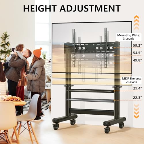 Mobile TV Cart with Wheels for 55-120" TVs up to 250 lbs | 1 Shelf Variation
