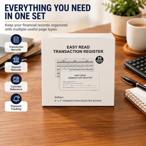 20 Pack Checkbook Register for Personal Checkbook, Thick Paper Check