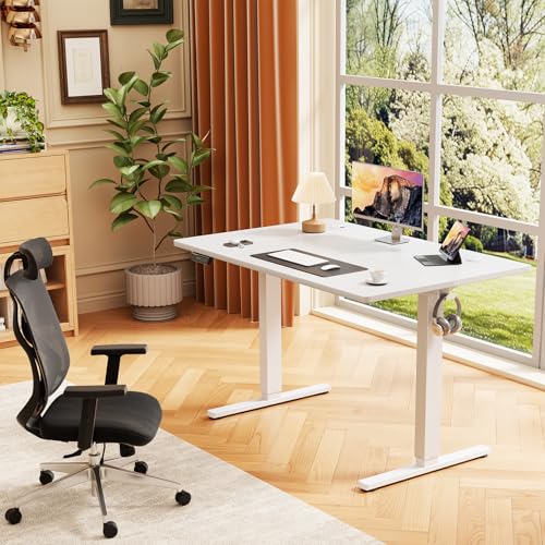 Sweetcrispy White Electric Standing Desk 40x24 Inch Adjustable Height Home Office
