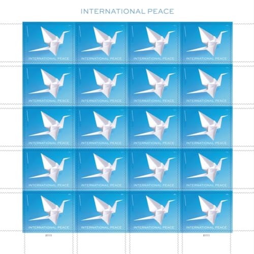 US Postal Service International Peace Forever Stamp Sheet of 20 - White Origami Crane