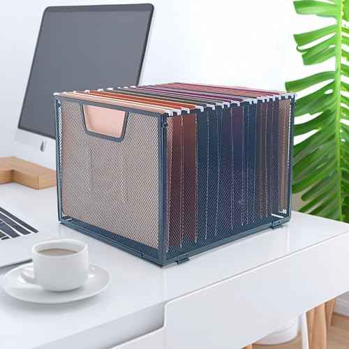 Metal Mesh File Baskets,Hanging File Folder Organizer,Office File Box,Letter Size,Black (2)