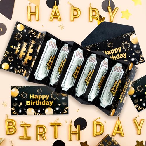 Black Gold 6 Slots 3D Birthday Cake Money Envelope for Cash Gift