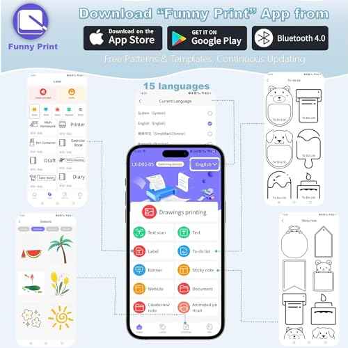Aimery Mini Printer with 5 Rolls Sticker Paper, Bluetooth Portable Sticker Printer Efficiently and Quickly, Thermal Printer for Study Notes, DIY, Label, Free App with Multiple Templates-Printer