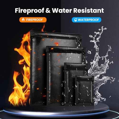 Faraday Bags, Anti-Tracking Faraday Cage, Set of 4 Sizes for Laptops, Tablets, Phones and Car Keys, RFID Signal Blocker Pouch, Fireproof & Waterproof (Black)