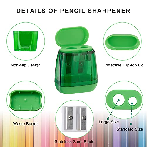 Sonuimy Covered Double Hole Manual Pencil Sharpeners 4 Pack - Kids & Office