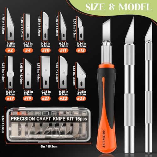 Orange 16pcs Exacto Knife Set with 13 SK5 Steel Blades for Precision Crafting