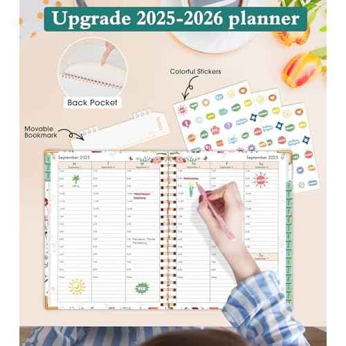 2025-2026 Appointment Book, Hardcover Planner 15 Months Weekly and Monthly (October 2025 - December 2026), 8.5"x11" Daily Hourly Planner 60-Minute time Slots, Spiral Calendar Schedule Book for Work School Teacher Student, Wildflower Garden