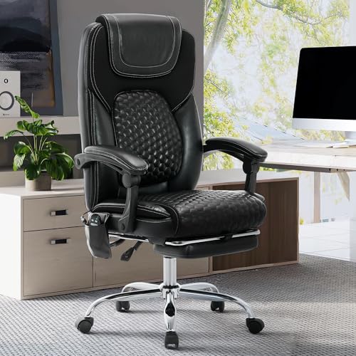 MALOL 300 lbs Big & Tall Massage Office Chair Black with Heat & Vibration