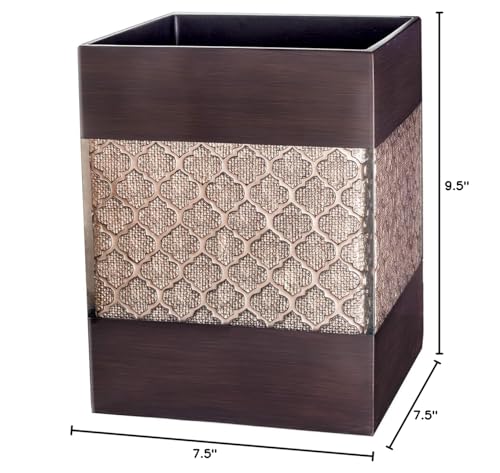 Dahlia Brown Bathroom Trash Can 1.98 Gal / 7.5L - Small Waste Basket for Bathroom - Durable Space Friendly Waste Bin - Decorative Wastebasket for Modern Room or Bedroom Decor