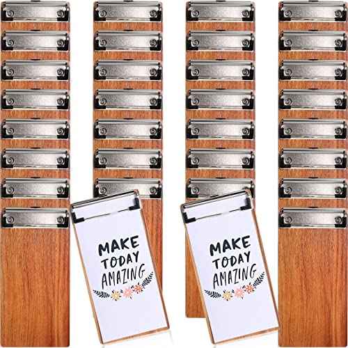 Epakh 30 Pcs Mini Clipboard Small Clipboards Wooden Half Page Clipboard Wood Check Presenters Kids Clipboards for Restaurant School Waitress Guest Server Books Menu Holder, 8 x 4 Inch