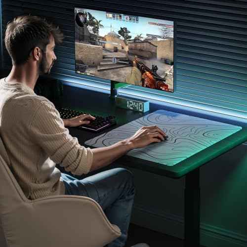 DAWNTREES Glass Gaming Mouse Pad,Accurate and Fast Mouse Tracking,Tempered Glass,Anti-Slip Rubber Base,Large Mouse Mat for Office & Home,XXL 19.69"x15.75" White Topographic