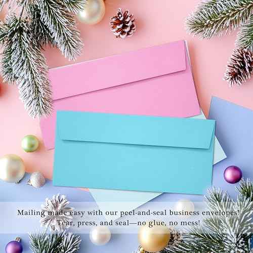 50 Pack Business Envelopes #10, 4.13 x 9.49 Inches Colored Envelopes Self Seal for Business, Invoices, Letter Mailing, Office Checks