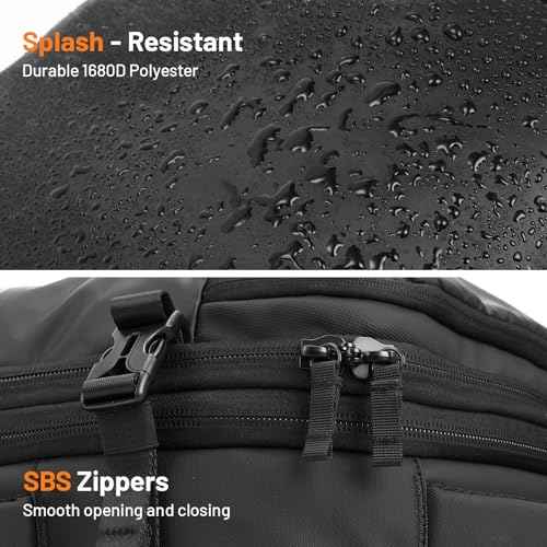 Laptop Backpack for Long Travel with 30-40L Expandable Large Capacity Water-resistant Black 1800D Oxford Fabric Lamination Fabric