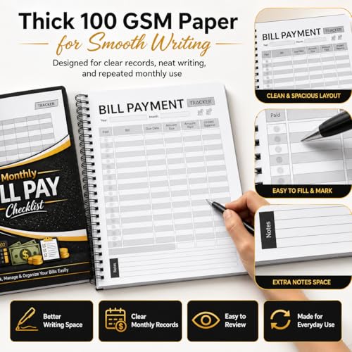 Bill Payment Tracker Notebook — Monthly Organizer with Annual Overview & Auto Pay Tracker