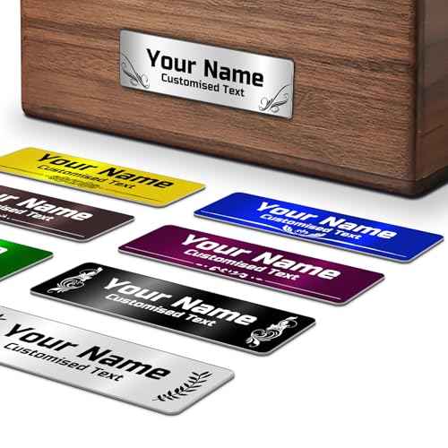 Engraved Custom Name Plate with Adhesive Backing - Stainless Steel Personalized Memorial Plaque, Name Tag - Decorative Name Plates for Trophy, Pet Urn, Picture Frame, Art Tag, Locker
