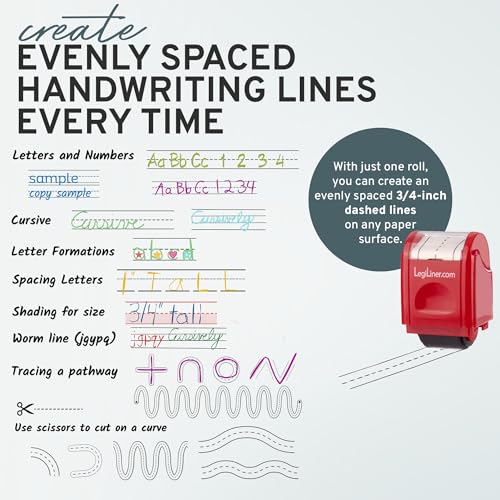LEGILINER 3/4" Dashed Handwriting Line Teacher Stamp - Refillable Ink, Classroom & Home Use