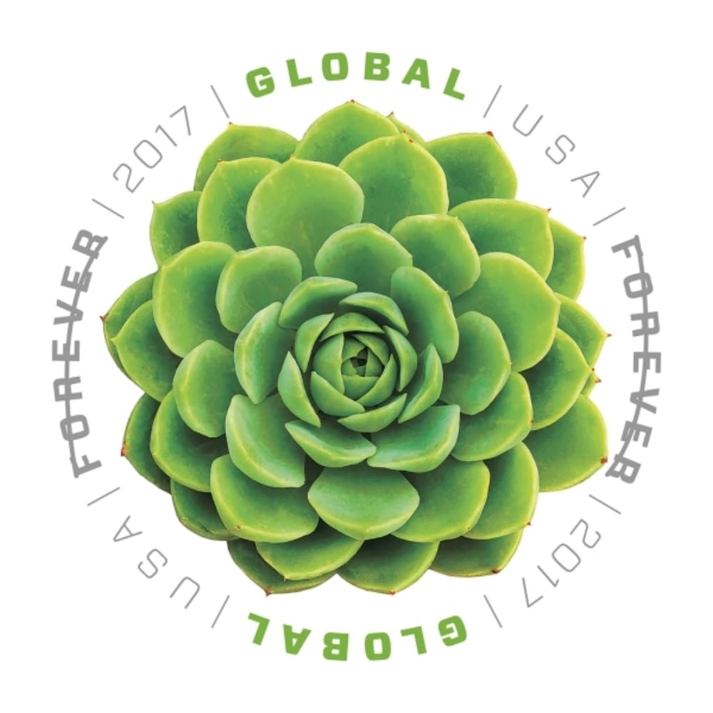 Green Succulent Sheet of 10 Global USPS First Class International Forever Postage Stamps (2)