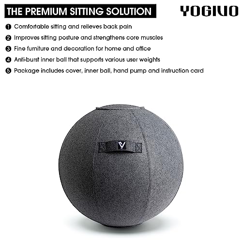Sitting Ball Chair for Home Office Desk - Exercise and Stability Ball for Fitness, Pilates, and Ergonomic Balance - Includes Cover and Pump