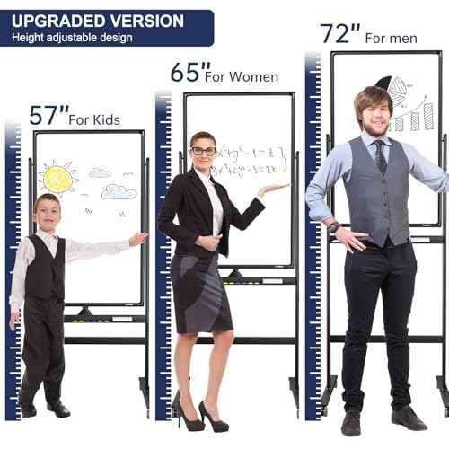 Mobile Dry Erase Board on Wheels - TANKEE 40 x 24 Magnetic Double Sided Whiteboard Easel, Large Reversible Rolling White Board with Aluminum Frame Standing for Office, Home, Classroom