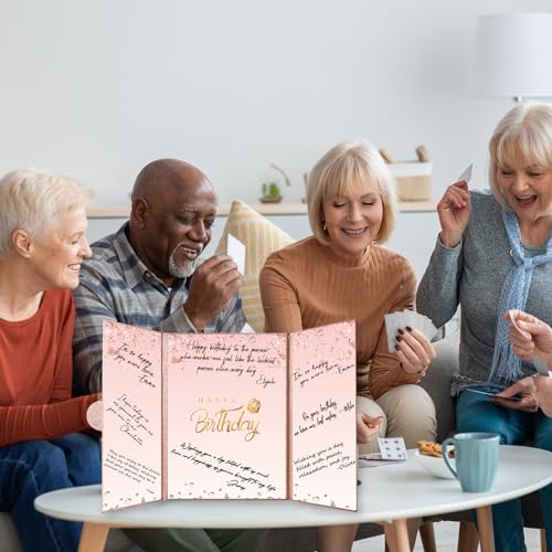 Crenics Rose Gold Happy Birthday Guest Book Sign-In Alternative 18x12in - Elegant Party Decoration & Gift