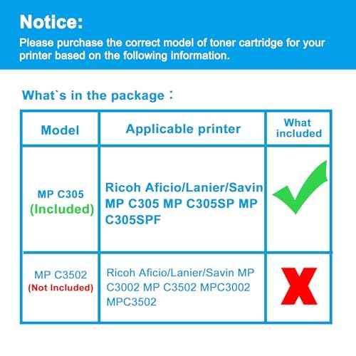 LCL Compatible Toner Cartridge Replacement for Ricoh MP C305 MP C305SP MP C305SPF 841621 Aficio MP C305 MP C305SP MP C305SPF Lanier MP C305 MP C305SP MP C305SPF Savin MP C305 MP C305SP (1-Pack Black)