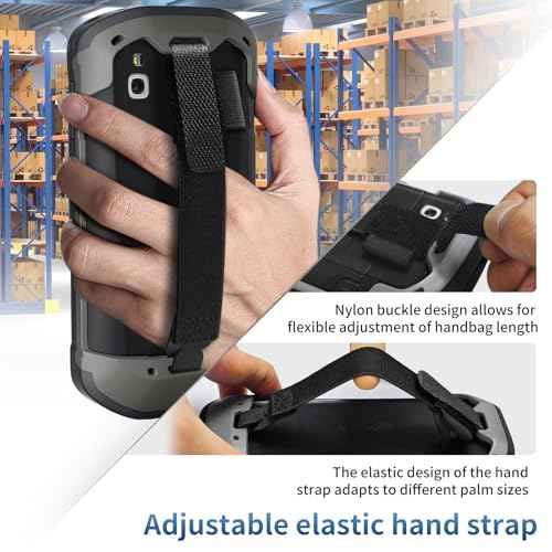 Protective Case Cover for Zebra TC51 TC52 TC56 TC57 TC510K Rugged Boot with Hand Strap for Zebra Phone Case with Tempered Glass (Black)