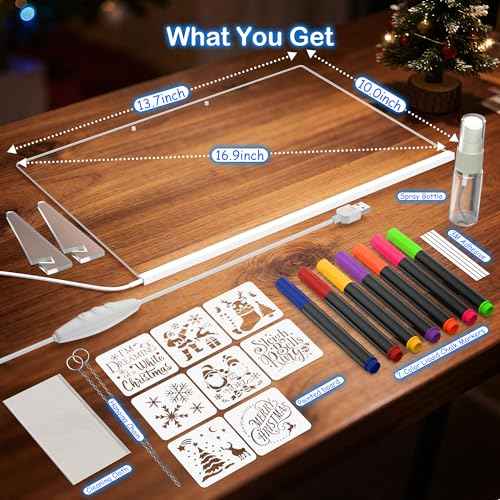 LumiBoard LED Drawing Board for Kids, 13.7"x10" Light Up Acrylic Dry Erase Led Note Board with Colors, Doodle Glow Board with Stand, Magic Drawing Tablet as Christmas & Birthday Gifts for Girls Boys