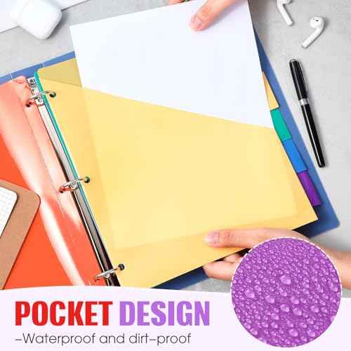 Chuangdi 120 Count Binder Dividers with Tabs Pockets 20 Sets 6 Tab Multicolor Plastic Dividers for 3 Ring Binder for School Office Document Organizers Protection