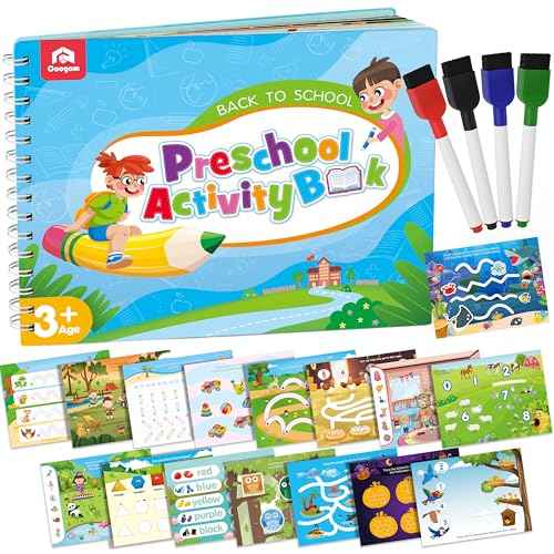 Coogam Magic Writing Practice for Preschool with Color Pattern, Learn to Write Workbook for Kids Age 3-12 Toys, Reusable Alphabet Numbers Tracing Book Learning Activities