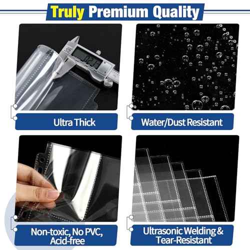 648 Pockets Double Side Trading Card Sleeves, Fabmaker 9 Pocket Card Sleeves Binder Sheets for 3 Ring Binder, Long-Lasting Trading Cards Binder Sleeves Fit for MTG, Baseball, Game, Business Cards