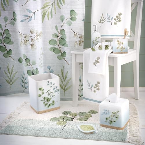 Avanti Linens - Waste Basket, Decorative Trash Can, Guest Bathroom Essentials, Botanical Inspired Home Decor (Ombre Leaves Collection)