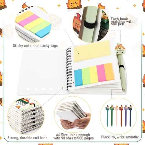 48 Pcs Christmas Dumpster Fire Gifts Bulk A6 Dumpster Fire Notebook Journals with Funny Ballpoint Pens Employee Appreciation Gifts for Friends Coworkers Nurses Office Team Staff Favors (Colorful)