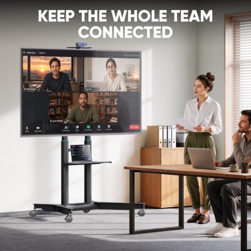 ONKRON TS1571-B Mobile TV Stand on Wheels 32-75in, 110 lbs, Black