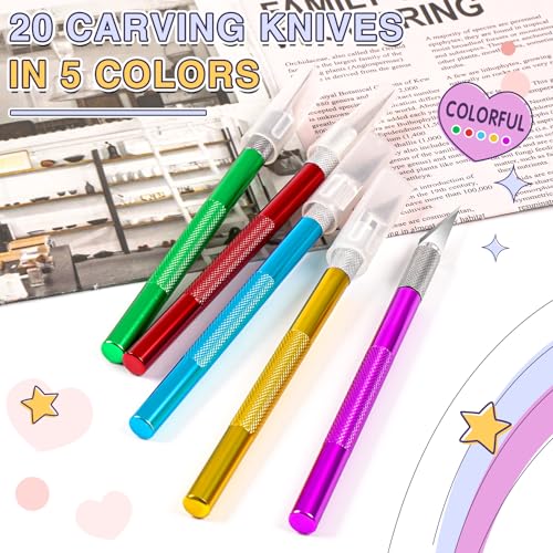 DIYSELF 20 Pack Precision Craft Exacto Knives for Art and Hobby