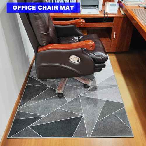 Office Chair Mat for Hardwood Floor,60"x48" Under Desk Mat, Computer Chair Rug,Anti-Slip Carpet Chair Mats Floor Protector for Home Office,Black Grey