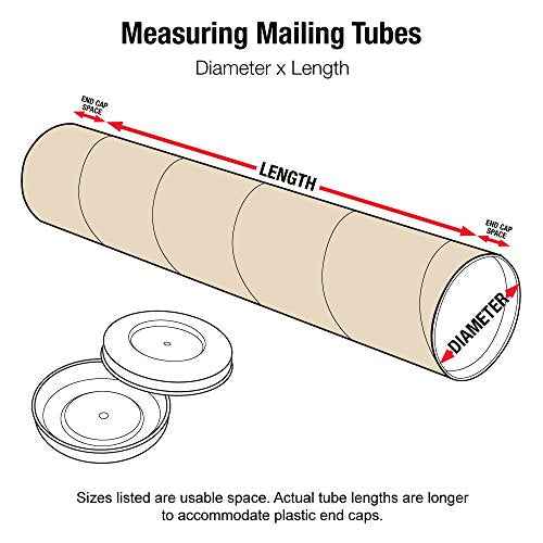 Aviditi Kraft Mailing Tubes with Caps, 2" x 24", Pack of 6, for Shipping, Storing, Mailing, and Protecting Documents, Blueprints and Posters