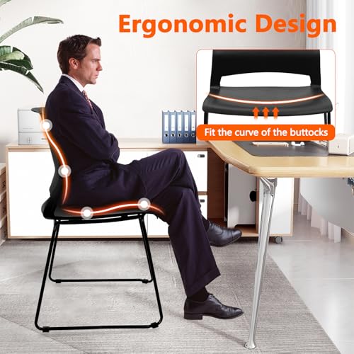 KLASIKA 4-Pack Stacking Chairs with Back, Black – Stackable Conference/Waiting Room Chairs