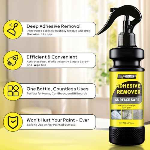 Adhesive Remover Spray with Scraper & Towel - Remove Stickers, Labels, Tape Residue from Car Paint, Glass, Tile - Safe Multi-Surface Formula - 100ml/3.4oz