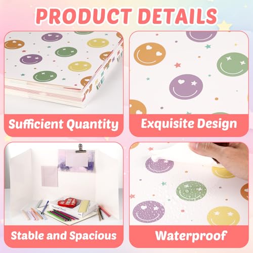 Pastel Rainbow Desk Dividers for Students Classroom Privacy Shields - 30 Pack