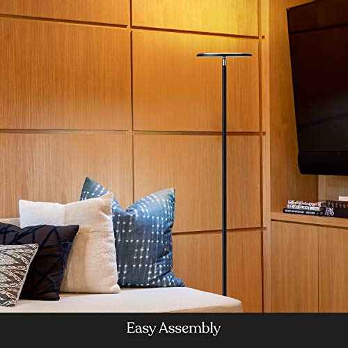 Brightech Sky Colors ? Wi-Fi Color Changing Torchiere LED Floor Lamp ? Smart Standing Lamp with iOS and Android Remote Control ? Cost-Effective and Energy-Saving with Adjustable Head - Black