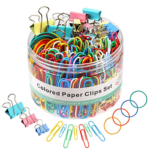 Joyberg 170 Pcs Binder Clips, Paper Clips & Rubber Bands Office Set – Assorted Sizes, Mixed