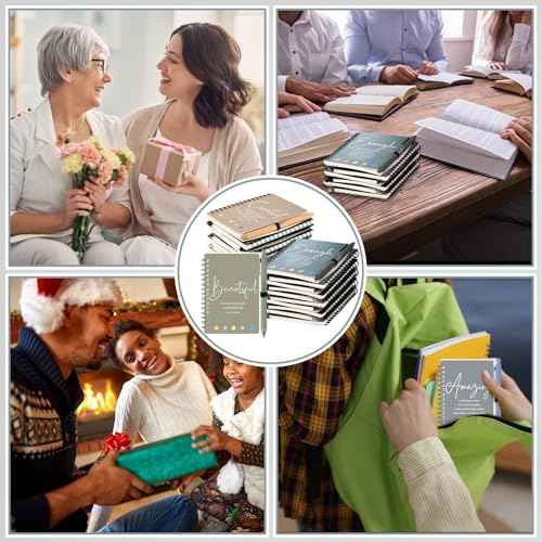 Kosiz 24 Sets/48 Pcs Christian Gifts Bulk Religious Prayer Journal Inspirational Scripture Notebooks with Bible Pen Christmas Church Gift for Women Men Grandparents Pastor Sunday School (Boho Color)