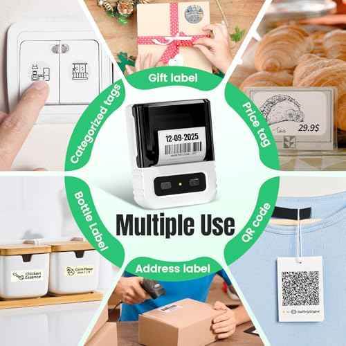 Itari Label Maker Machine with Tapes, M102 Bluetooth Sticker Maker, Portable Barcode Label Printer for Small Business, Address, Logo, Jar Price, Inkless Thermal Printer for Office, Home, White