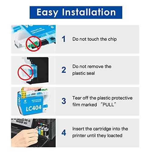 LC404XL Ink Cartridges Replacement Compatible for Brother lc404 Ink Cartridge Works for MFC-j1205w MFC-J1205W XL and MFC-J1205w Printers(4 Pack-BCMY, Page Yield up to 750 Pages)