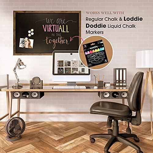 Loddie Doddie Magnetic Chalkboard & Magnet Board - 24" x 36" Rustic Wood Frame - Easy-Erase Stain-Resistant - Hanging Wall Chalkboard